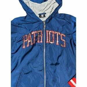 NFL New England Patriots Girls Hooded Full Zip Jacket Blue Size M